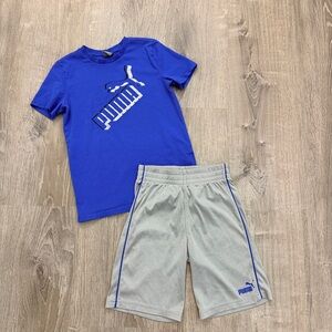 Puma Royal Blue Tee With Grey Short Set Size 7/8